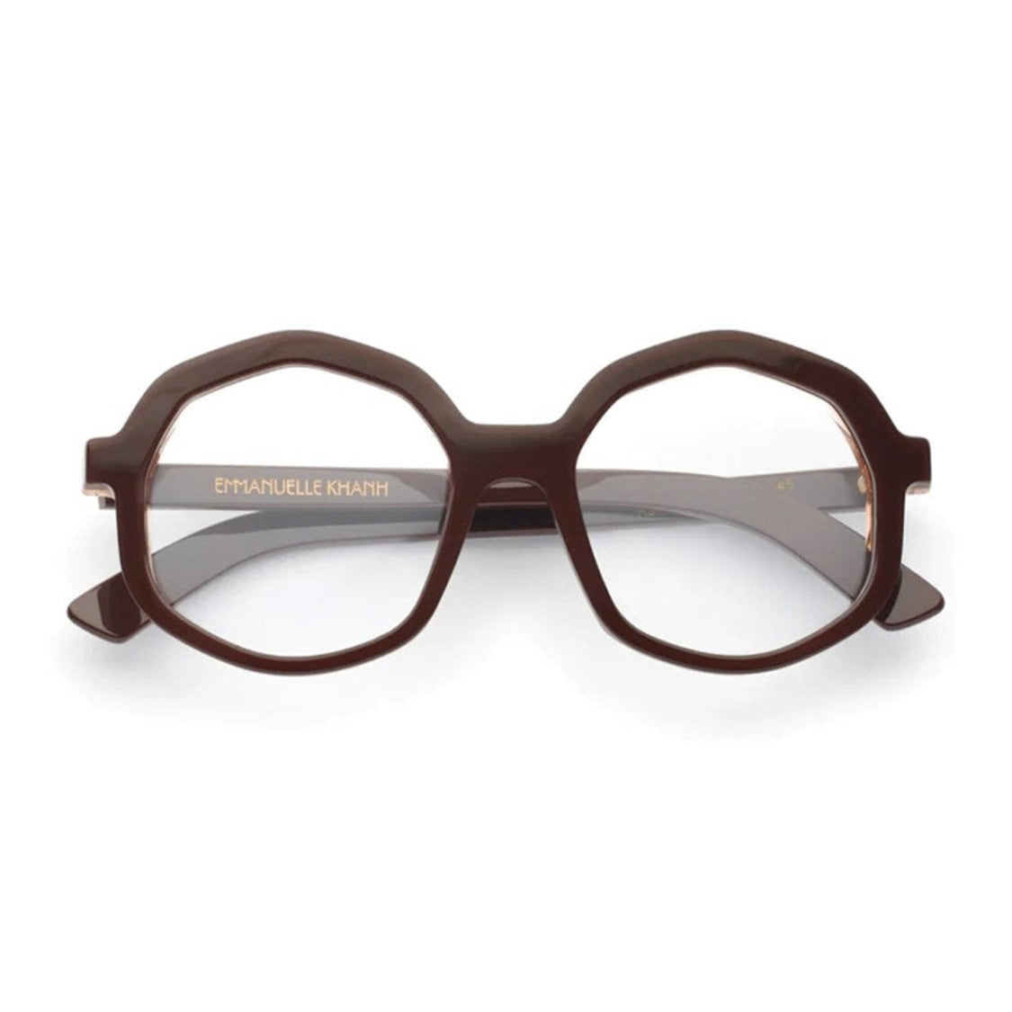 Emmanuelle Khanh Brown Corso Octagonal Acetate Eyeglasses