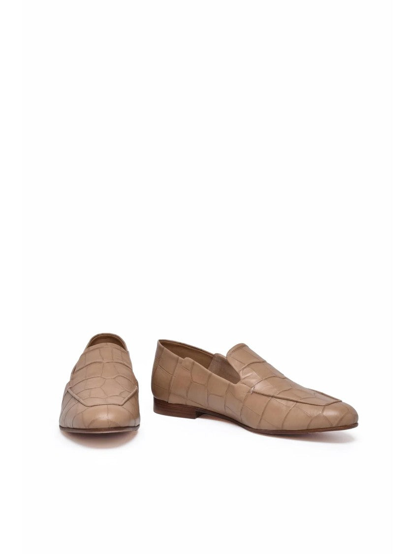 Max Mara Beige Leather Laris Loafers