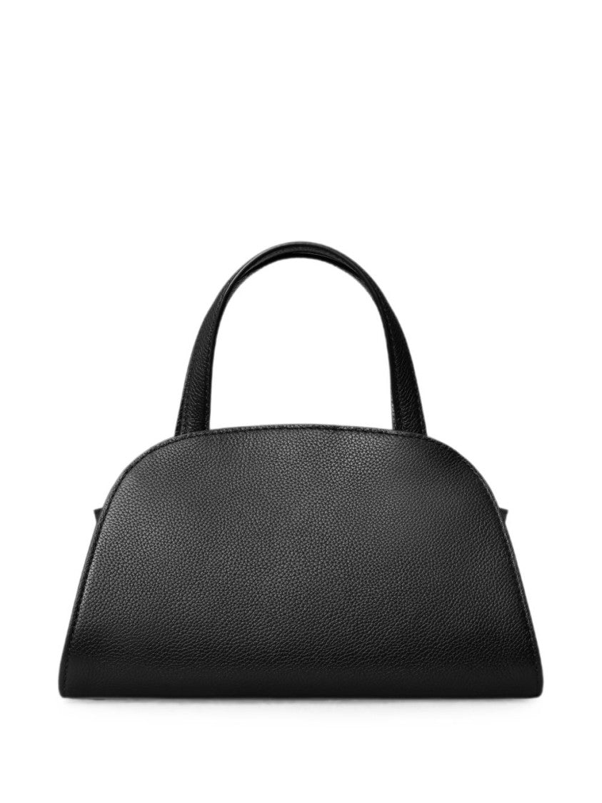 Tory Burch Structured Pebbled Leather Handbag With Gold-Tone Accents