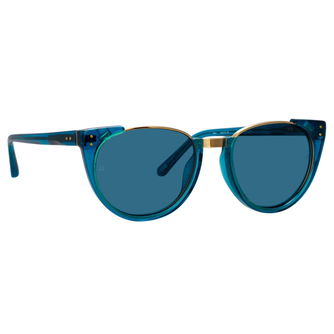 Linda Farrow Iris Oval Sunglasses In Blue