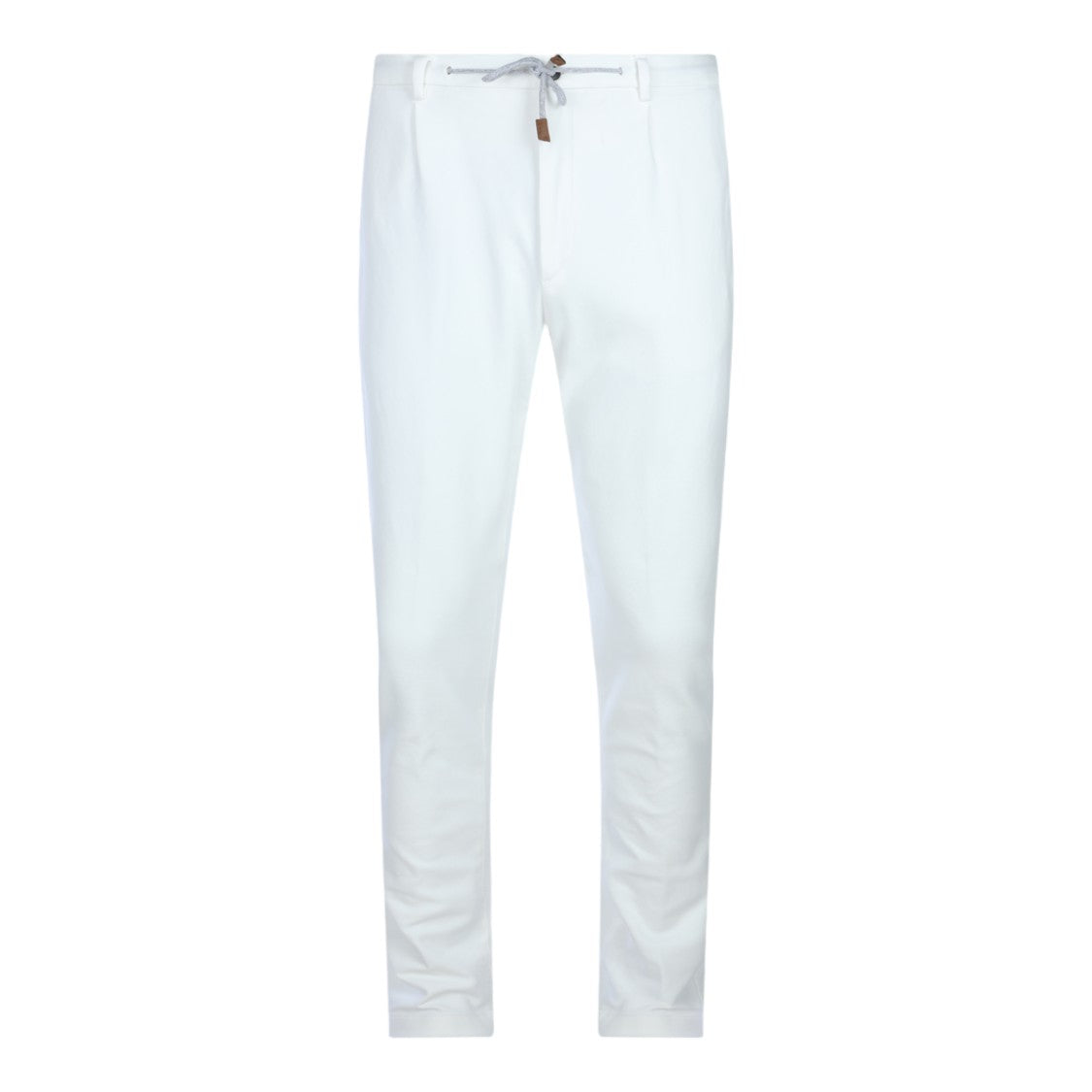 Eleventy White Drawstring Slim-Fit Straight-Leg Pants