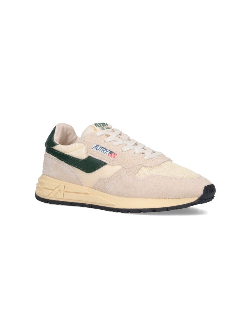 Autry Vintage-Inspired Beige Sneakers With Multi-Color Logo Accents