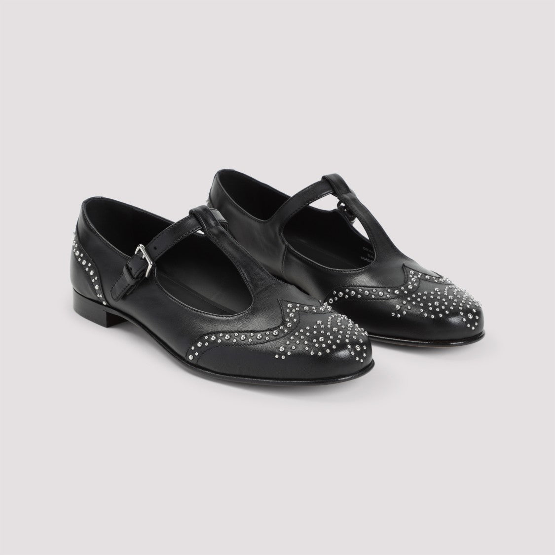 Church's T-Strap Black Sandals With Decorative Studs