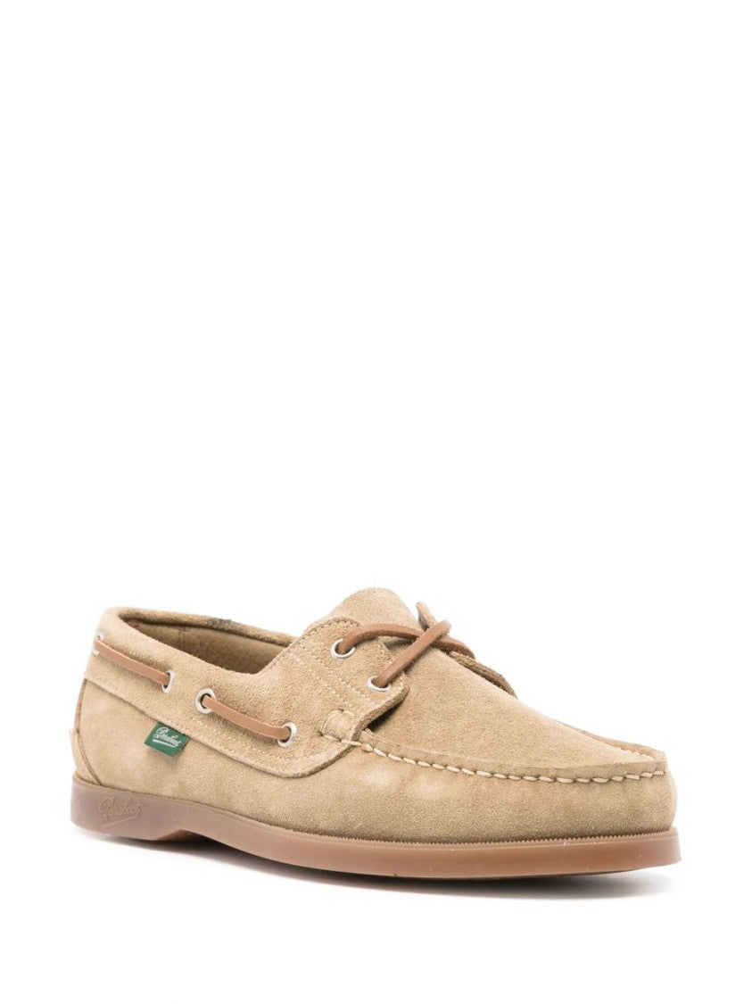 Paraboot Classic Moccasin Flat Shoes In Soft Suede Leather