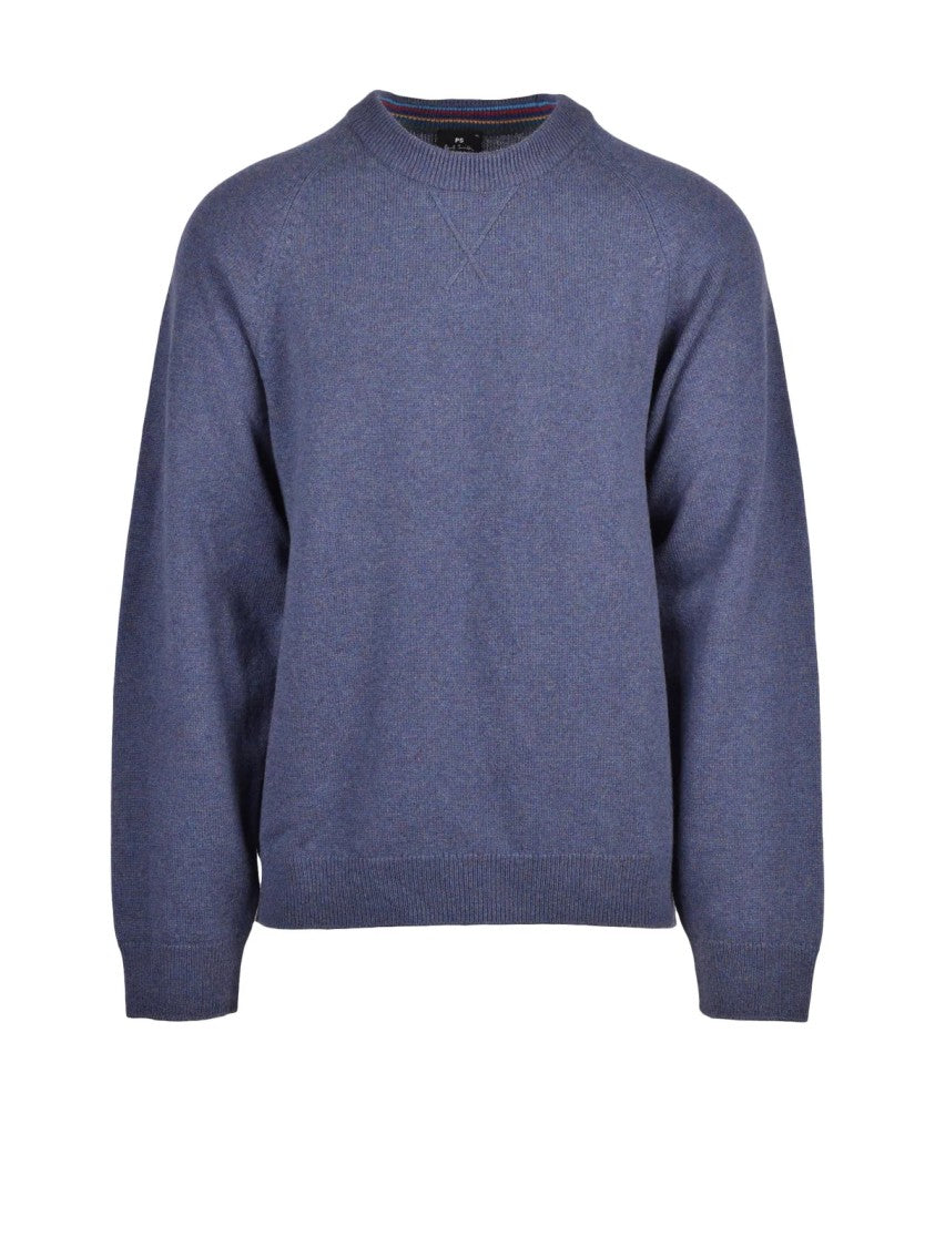 Paul Smith Blue Merino Wool Crewneck Sweater