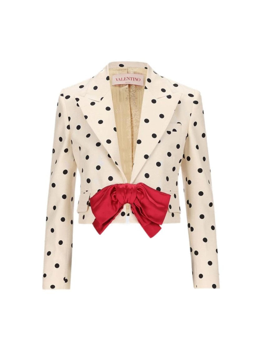 Valentino Shantung Plusdepois And Bow Jacket Birch And Black