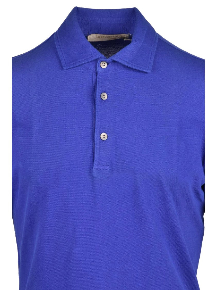 Laboratorio 38 Blue Cotton-Blend Stretch Polo Shirt