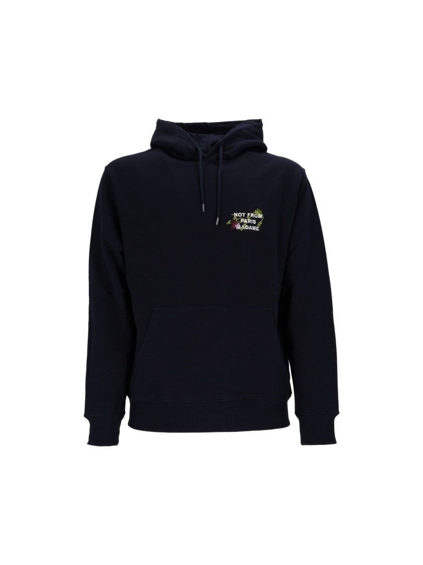 Drôle De Monsieur Navy Vine Embroidered Slogan Hoodie