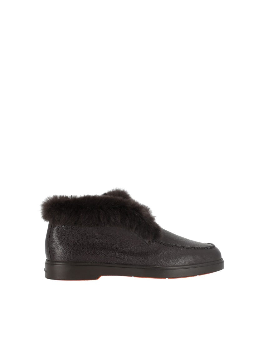 Santoni Black Desert Boot Hadeel Fur Trimmed Boots