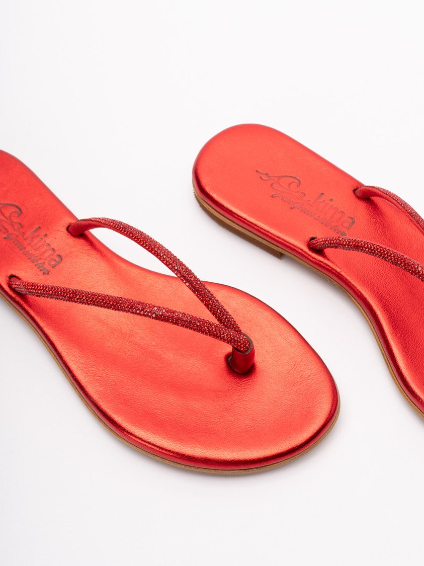 Kima Red Sandals With Shimmering Straps
