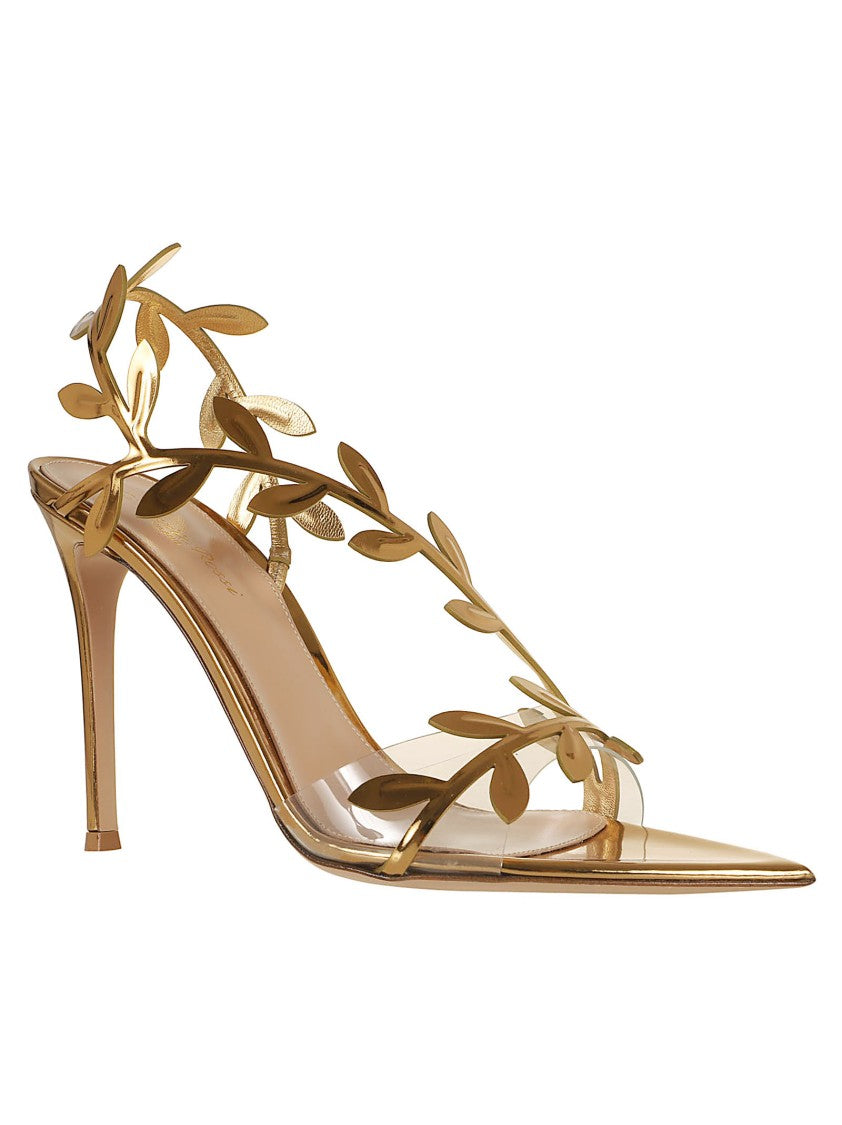 Gianvito Rossi Gold-Tone Mirrored Leather Pumps With Plexiglass Inserts