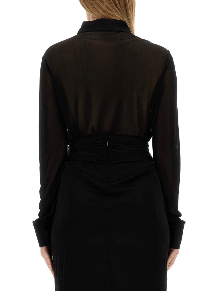 Saint Laurent Long-Sleeved Sheer Jersey Shirt With Fitted Silhouette