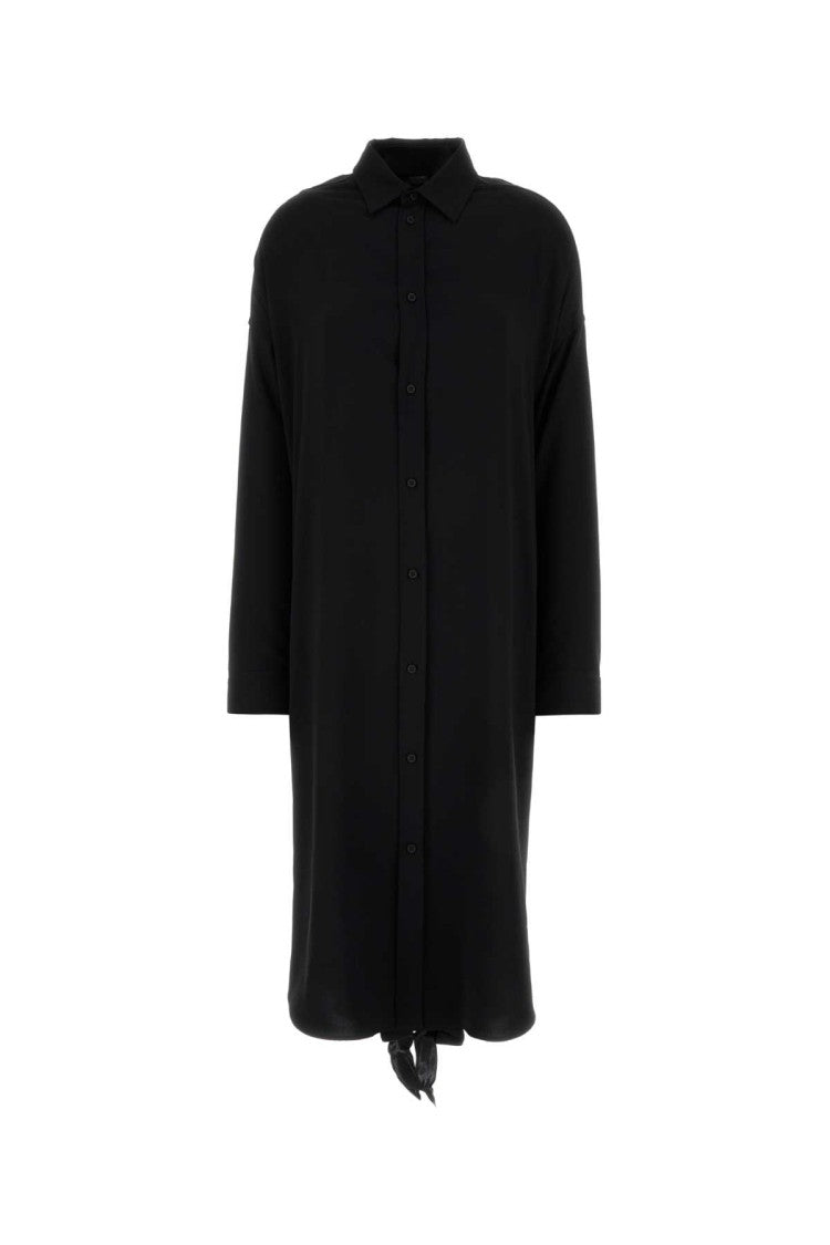 Balenciaga Black Crepe Shirt Dress