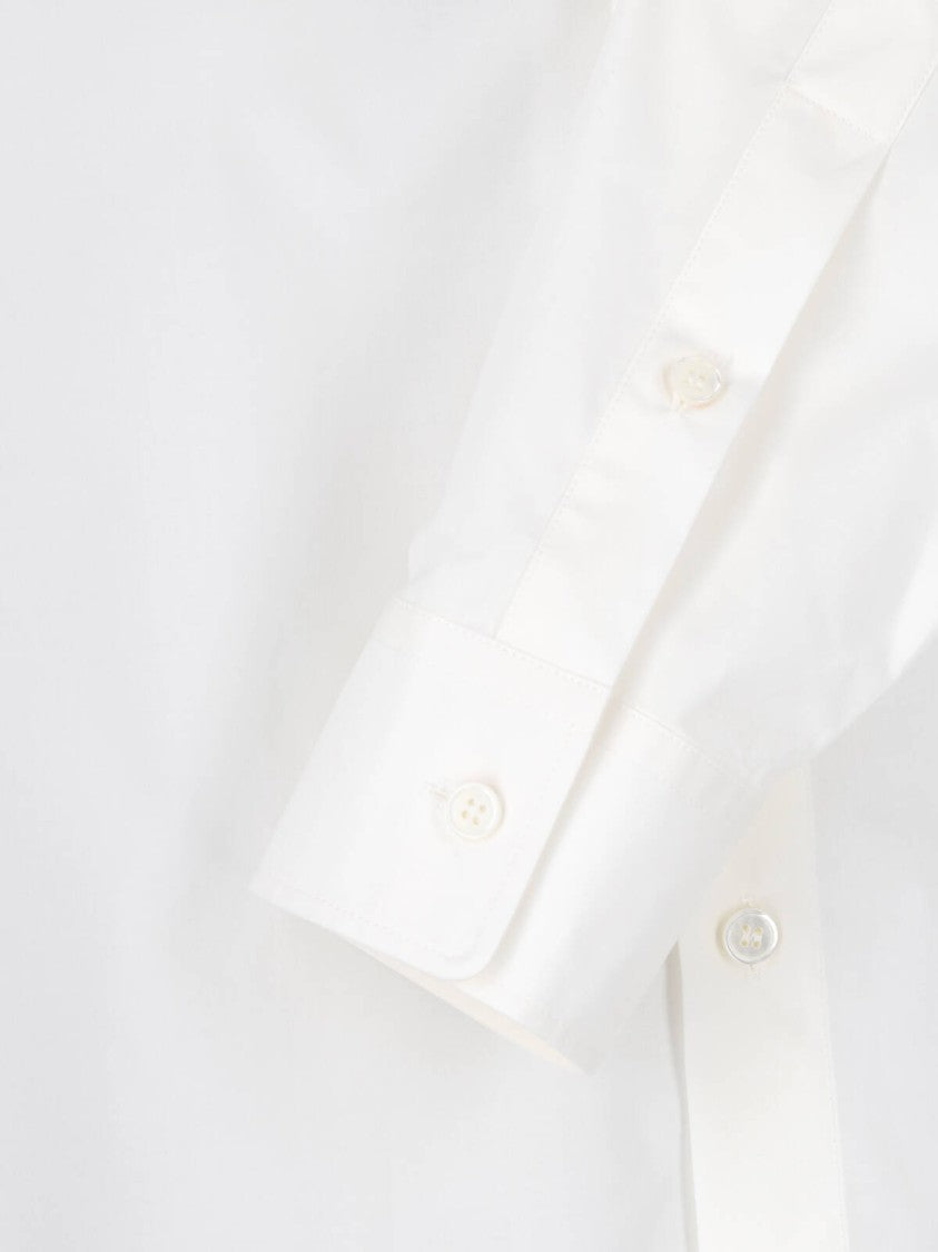 Mm6 By Maison Margiela White Minimalist Sheer Yoke Button-Down Top