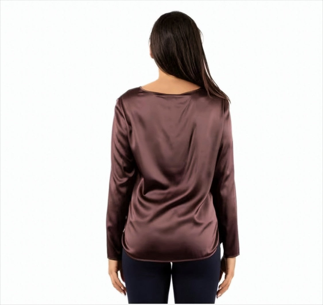 Max Mara Bordeaux Silk Blend Long-Sleeved Top
