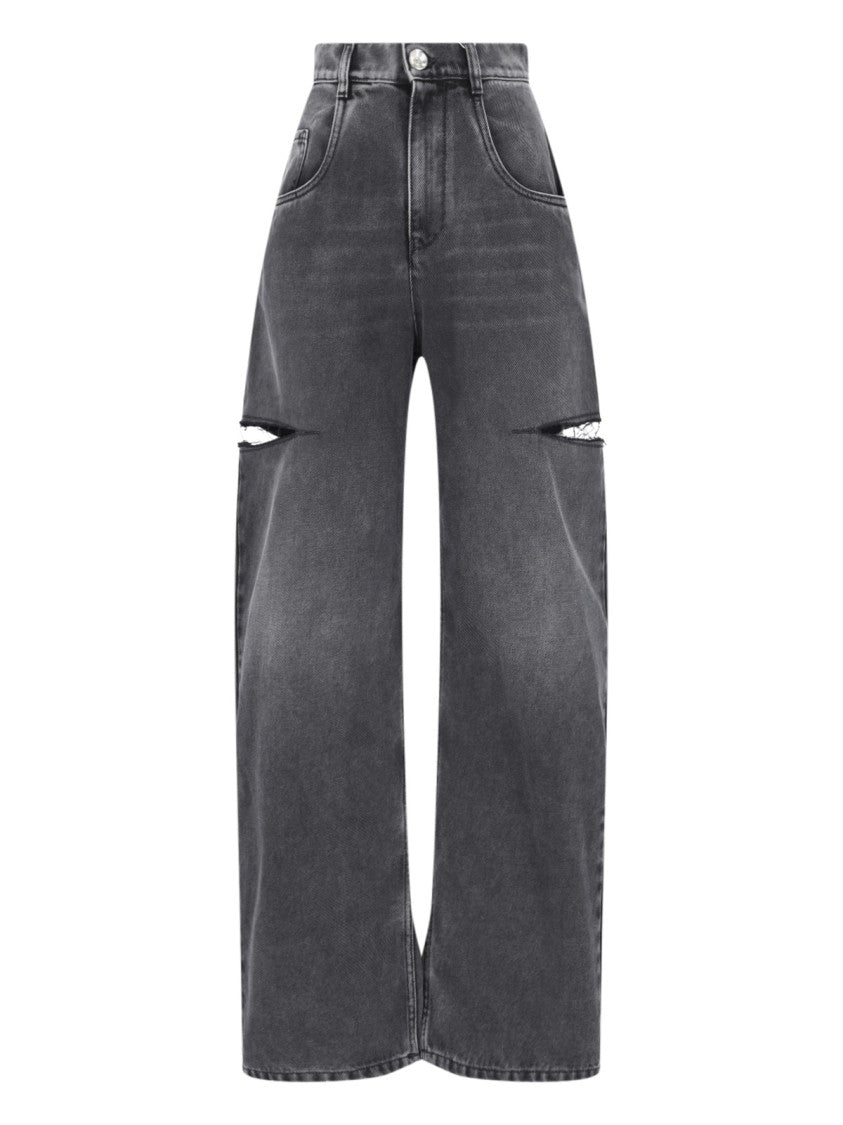 Maison Margiela High-Waisted Black Denim Cut-Out Jeans
