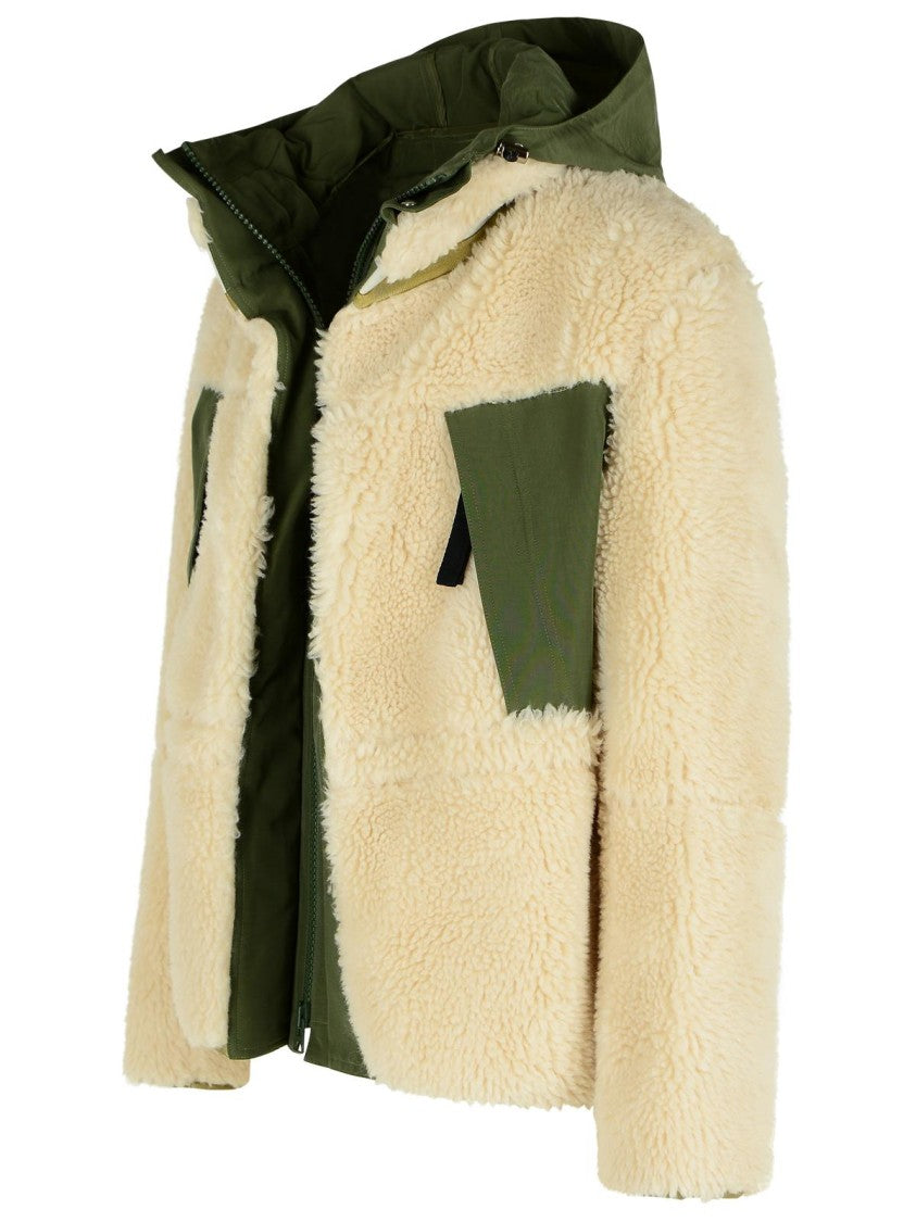 Sacai 'Sherling' Beige Wool Blend Jacket