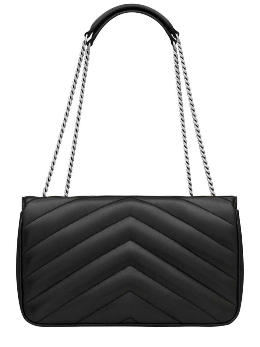 Saint Laurent Medium Chevron Quilted Shoulder Bag With Dual Chain Strap