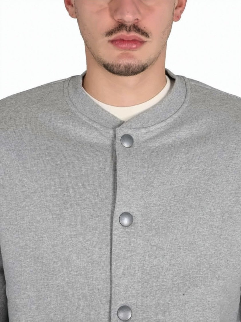 A.P.C. Minimalist Grey Snap Button Jacket With Boxy Silhouette