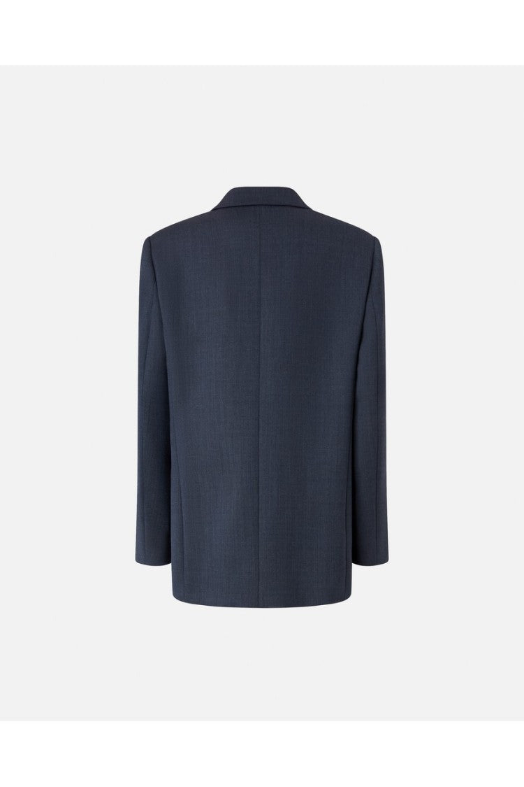Pinko Navy Double-Breasted Gold-Button Polyester-Blend Blazer