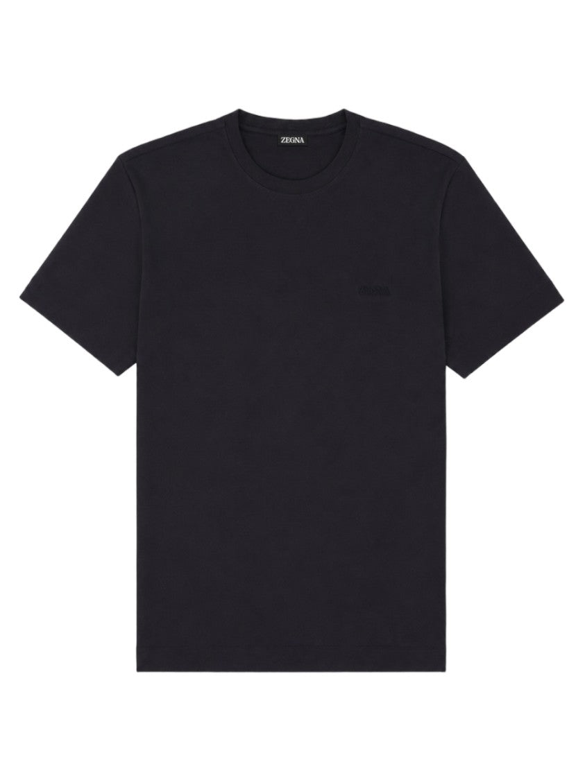 Zegna Minimalist Crew Neck Logo Cotton T-Shirt