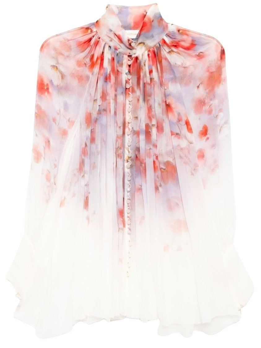 Zimmermann Red Floral Print Blouse