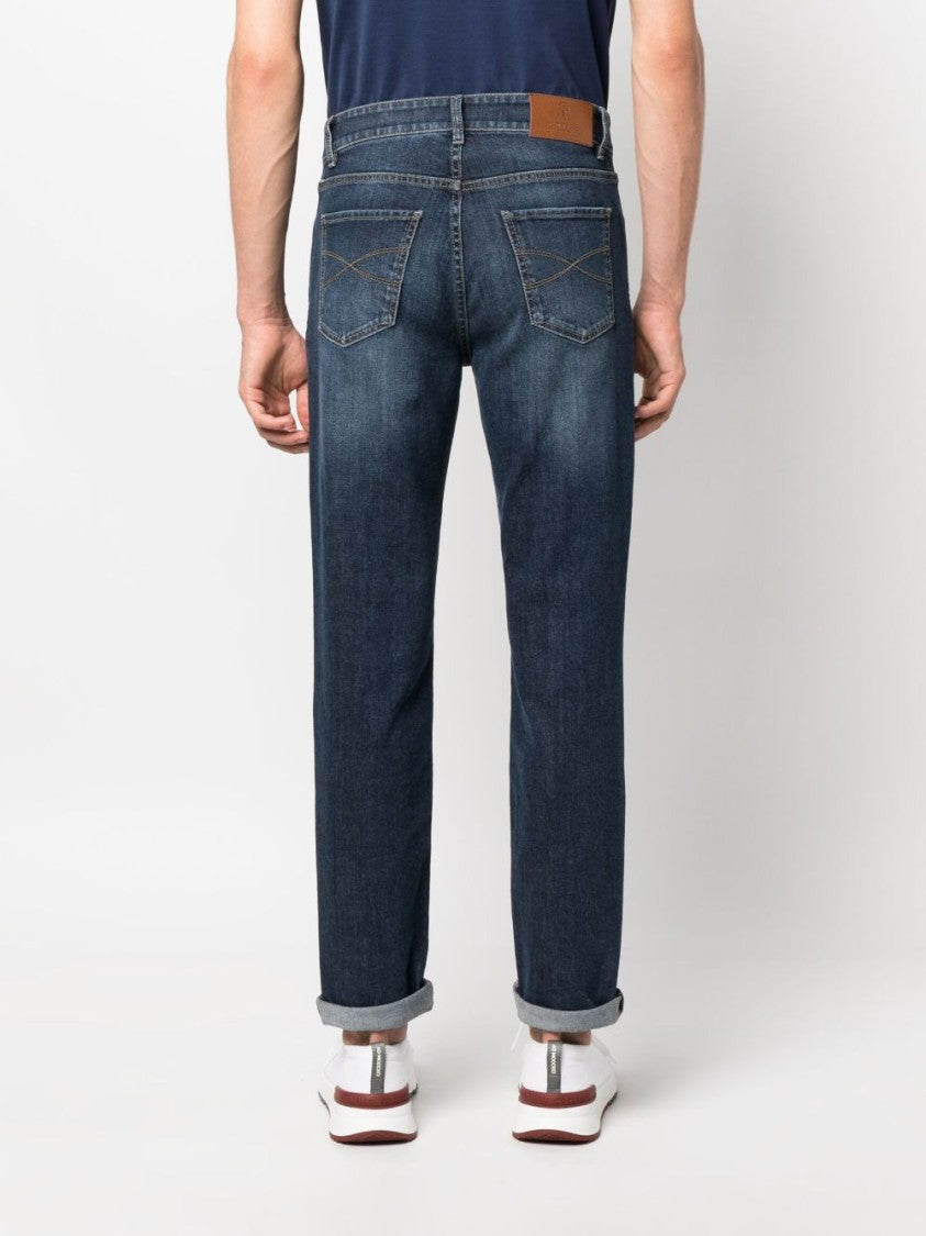 Brunello Cucinelli Blue Mid-Rise Denim Five-Pocket Jeans