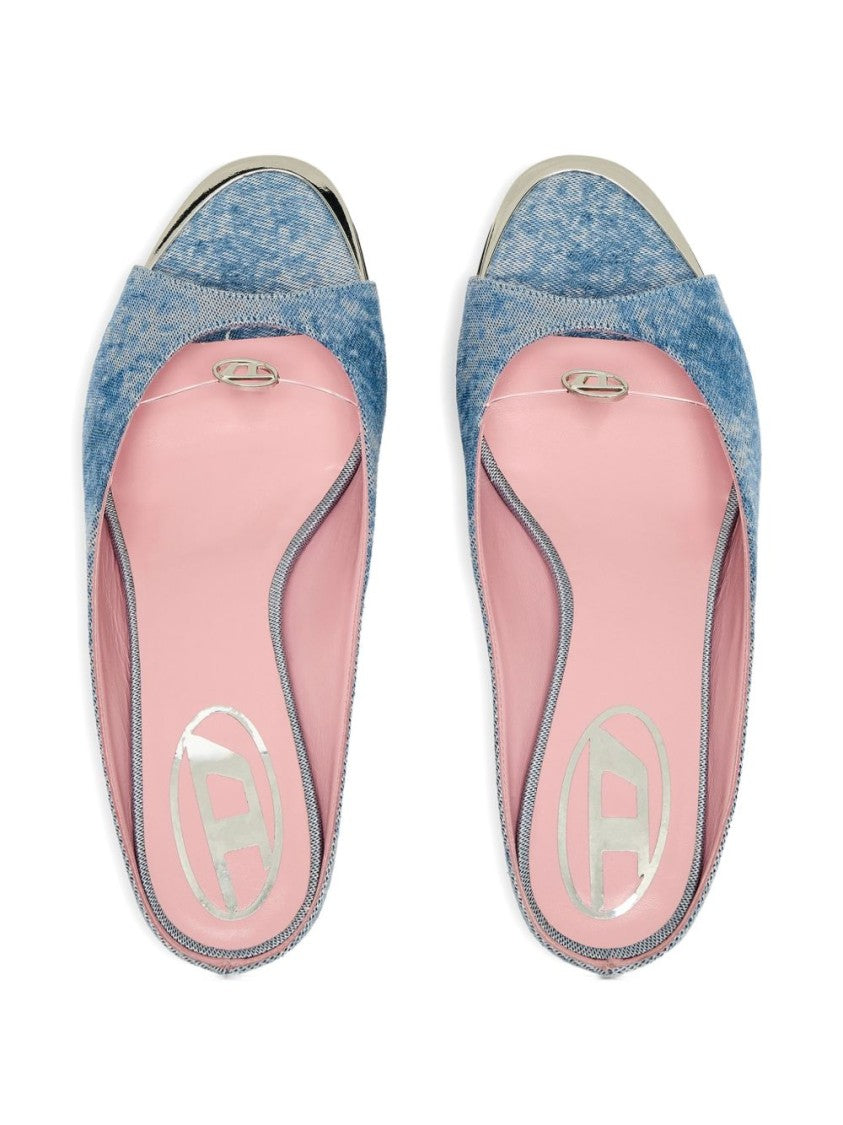 Diesel Denim Blue Silk And Nylon Sandals