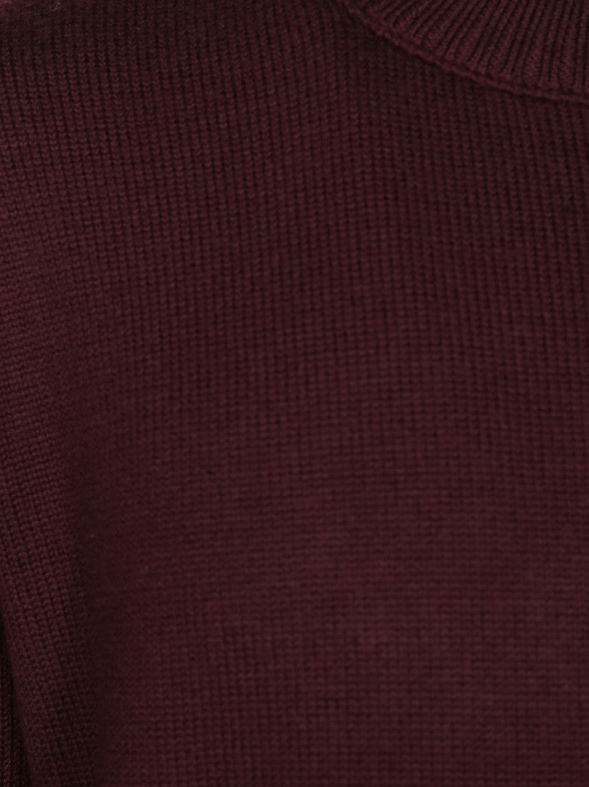 Paolo Pecora Burgundy Fitted Knitted Sweater