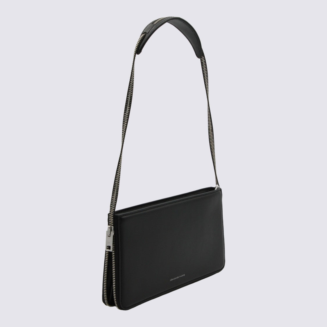Alexander Wang Rectangular Black Shoulder Bag With Silver-Tone Zipper Detailing