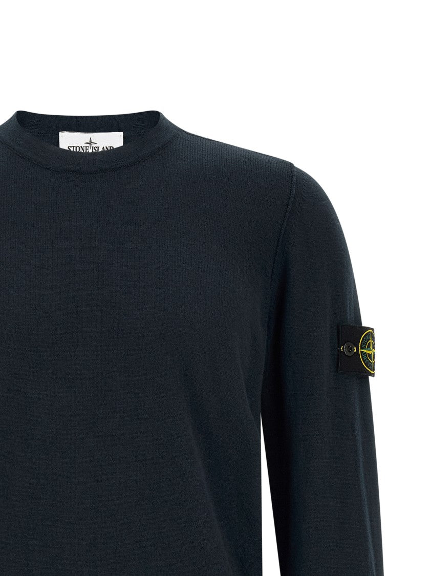 Stone Island Crew Neck Black Knit Sweater