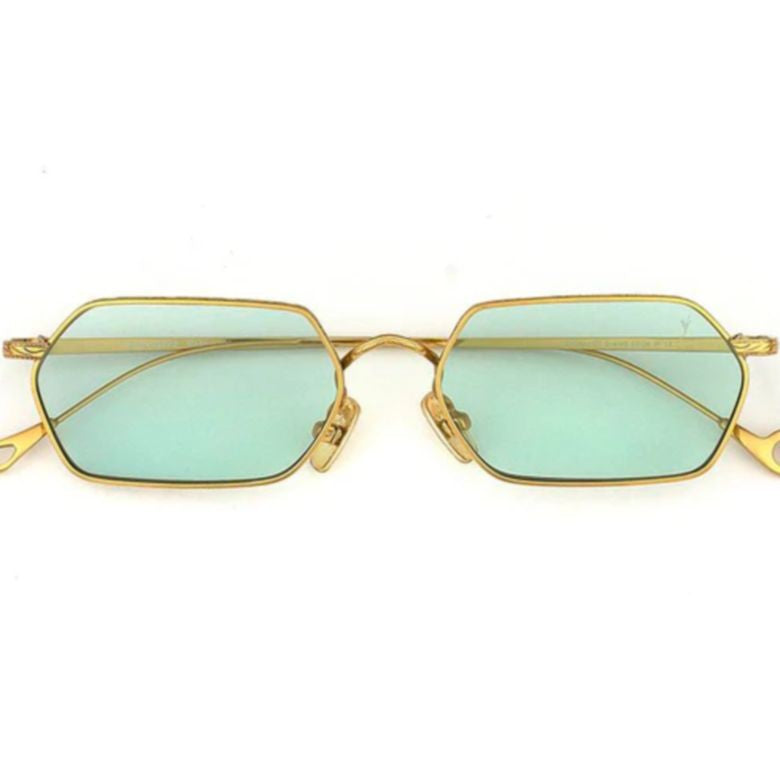 Eyepetizer Cavallet C.4-48 Gold-Tone Metal Octagonal Sunglasses With Soft Blue-Green Lenses