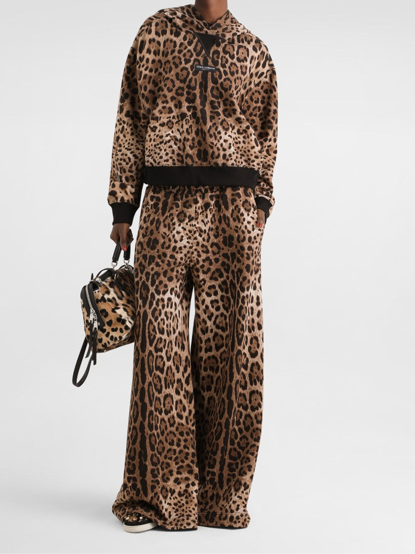 Dolce & Gabbana Leopard Print Cropped Cotton Hoodie