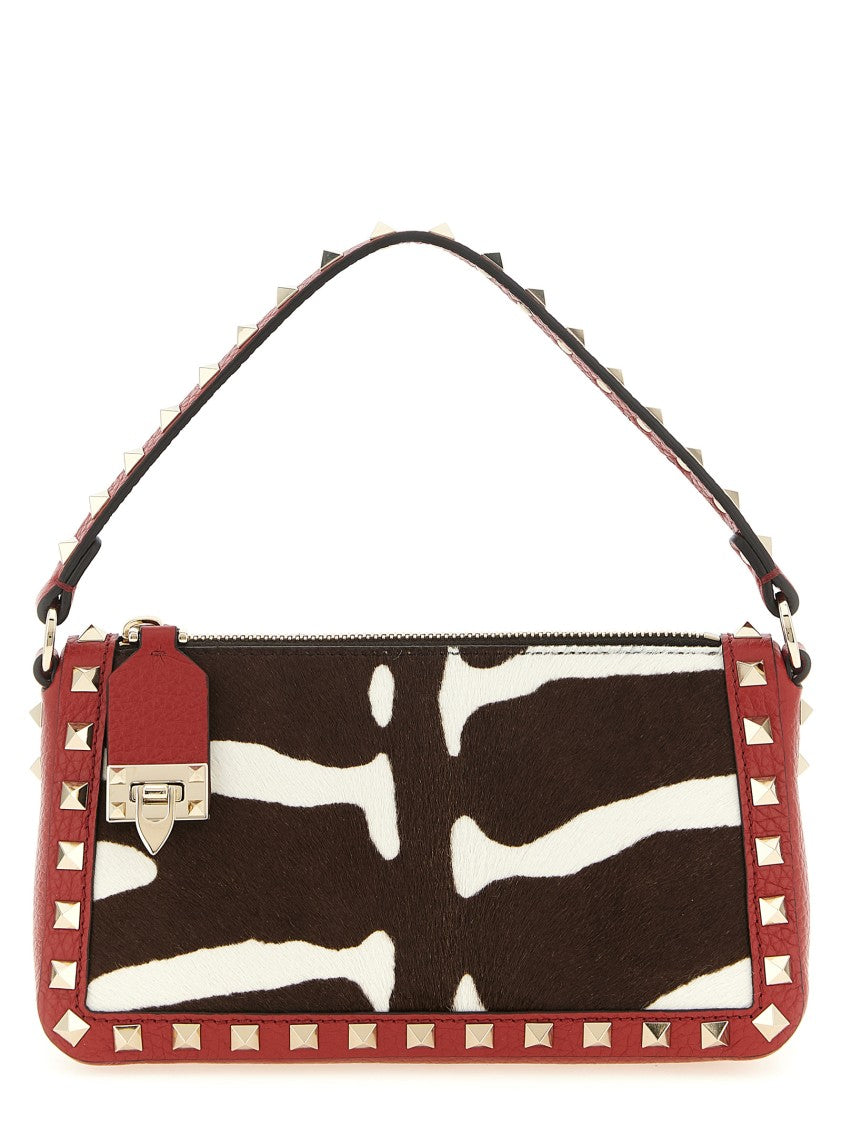 Valentino Garavani Small Shoulder Bag With Elk Effect And Signature Studs