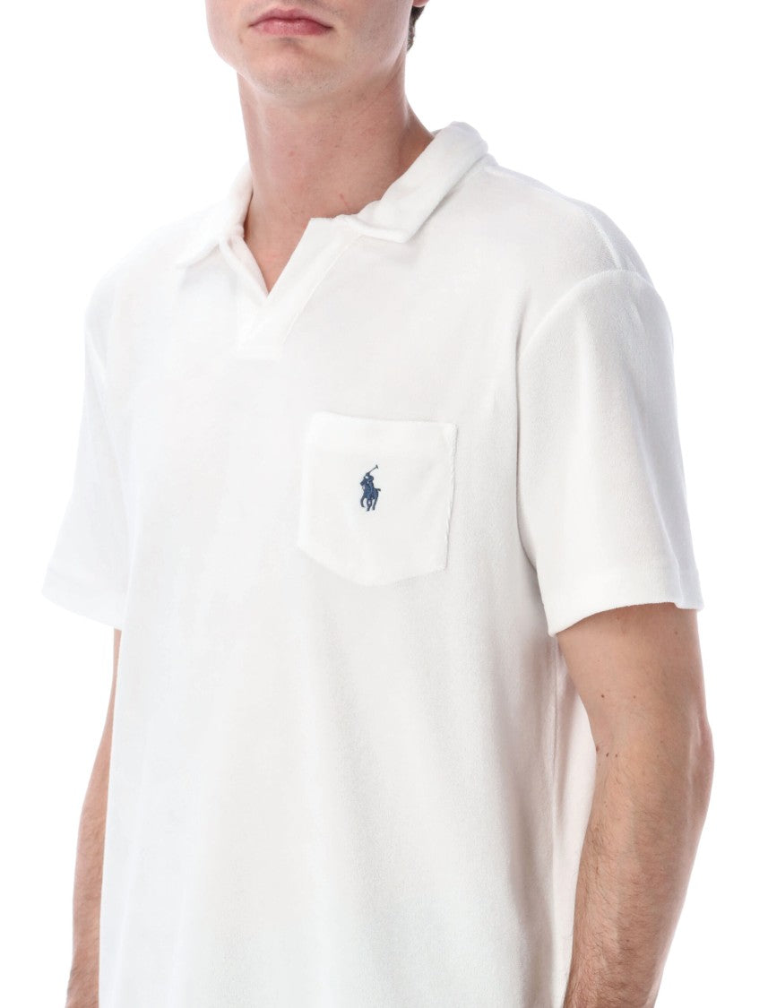 Polo Ralph Lauren Textured Terry Polo Shirt With Johnny Collar And Chest Pocket