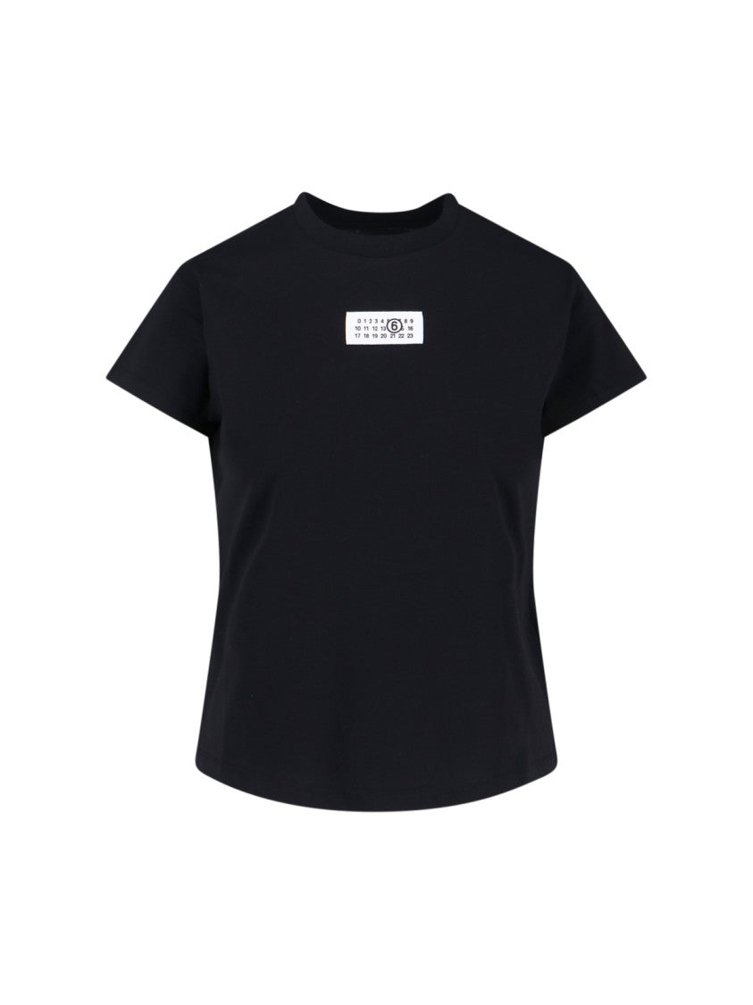 Mm6 By Maison Margiela Contrasting Logo Black Cotton T-Shirt