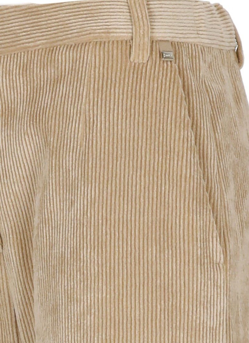 Herno Beige Straight-Leg Corduroy Pants