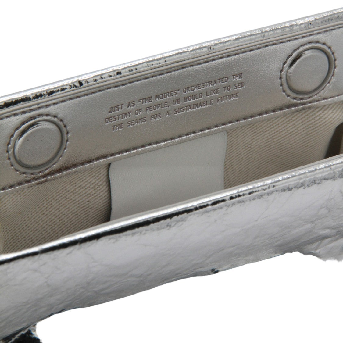 Themoirè Crinkled Silver Bag With Flap Closure