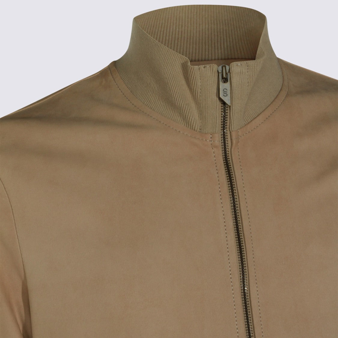 Salvatore Santoro Minimalist Suede-Like Beige Jacket With Structured Silhouette