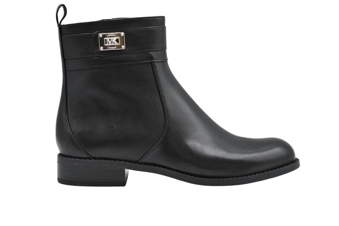 Michael Kors Black Leather Ankle Boots With Rounded Toe