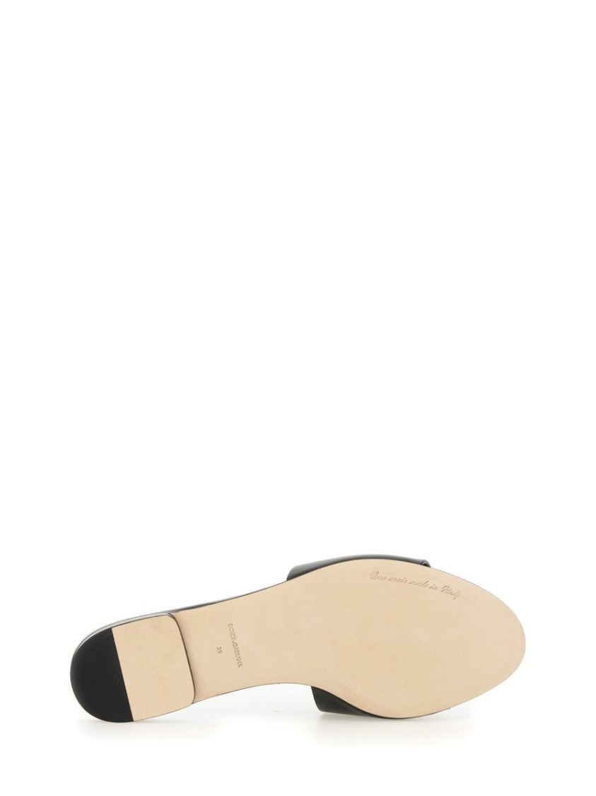 Dolce & Gabbana Black Leather Slide Sandals