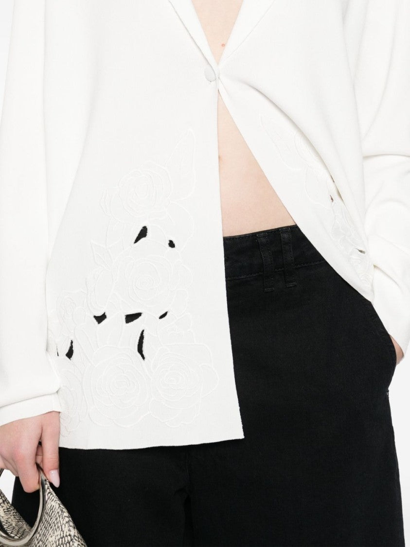 Blugirl Tailored White Jacket With Floral Cut-Out Details