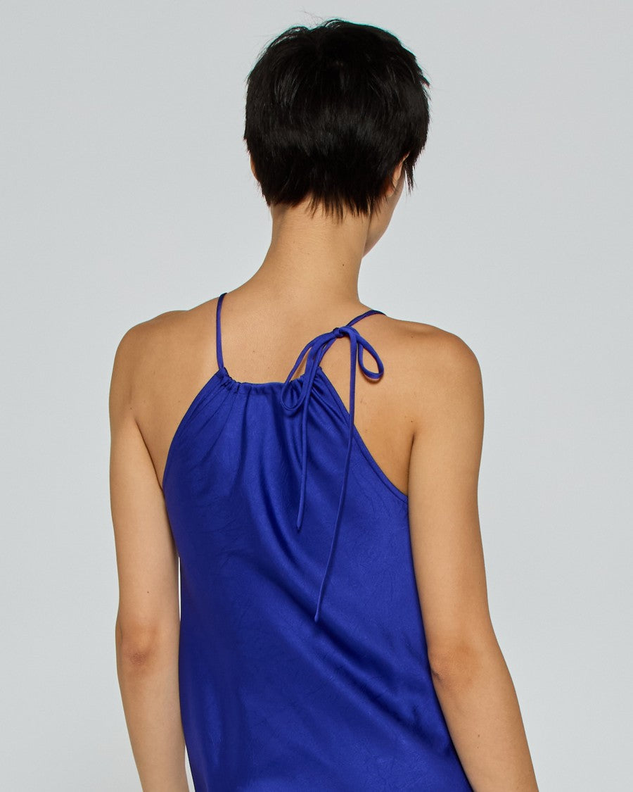 Serena Bute Gathered Neck Bias Dress With Adjustable Neckline