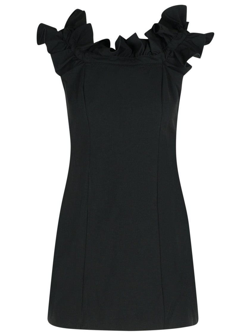 Rotate Mini Ruffle' Black Cotton Dress