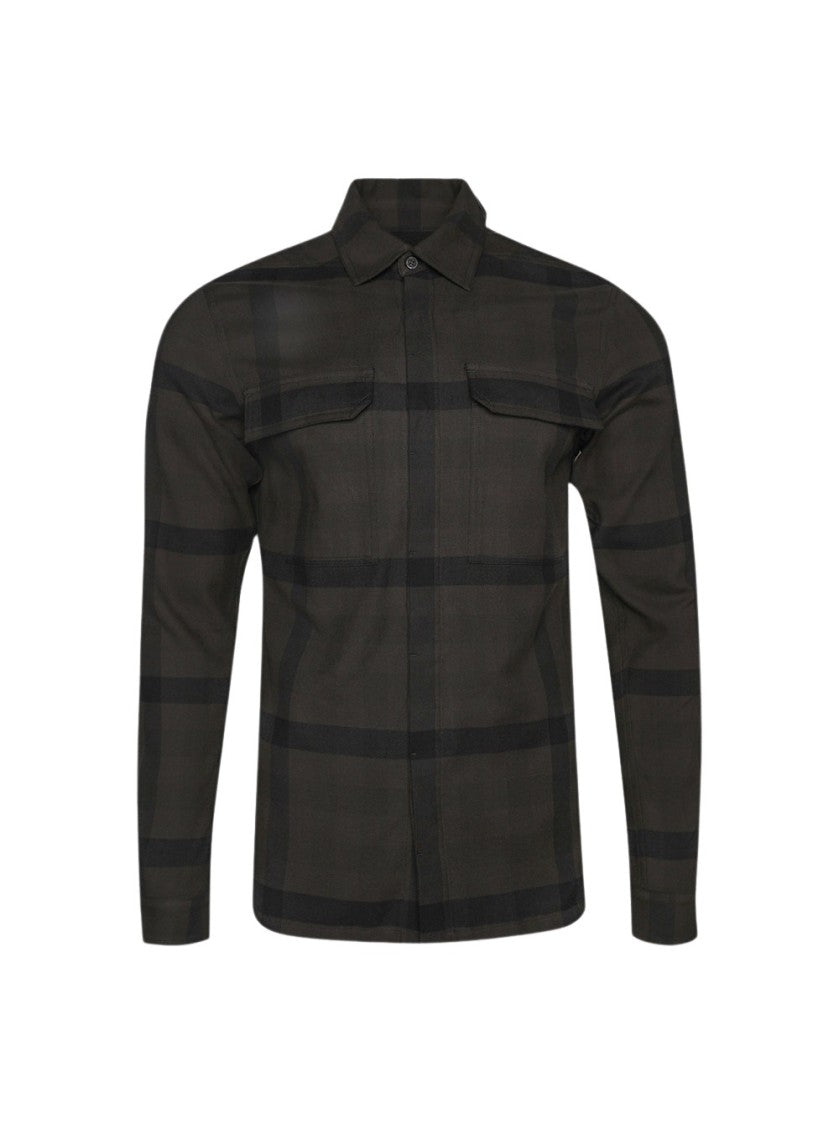 Rick Owens Plaid Pattern Work Shirt With Structured Silhouette