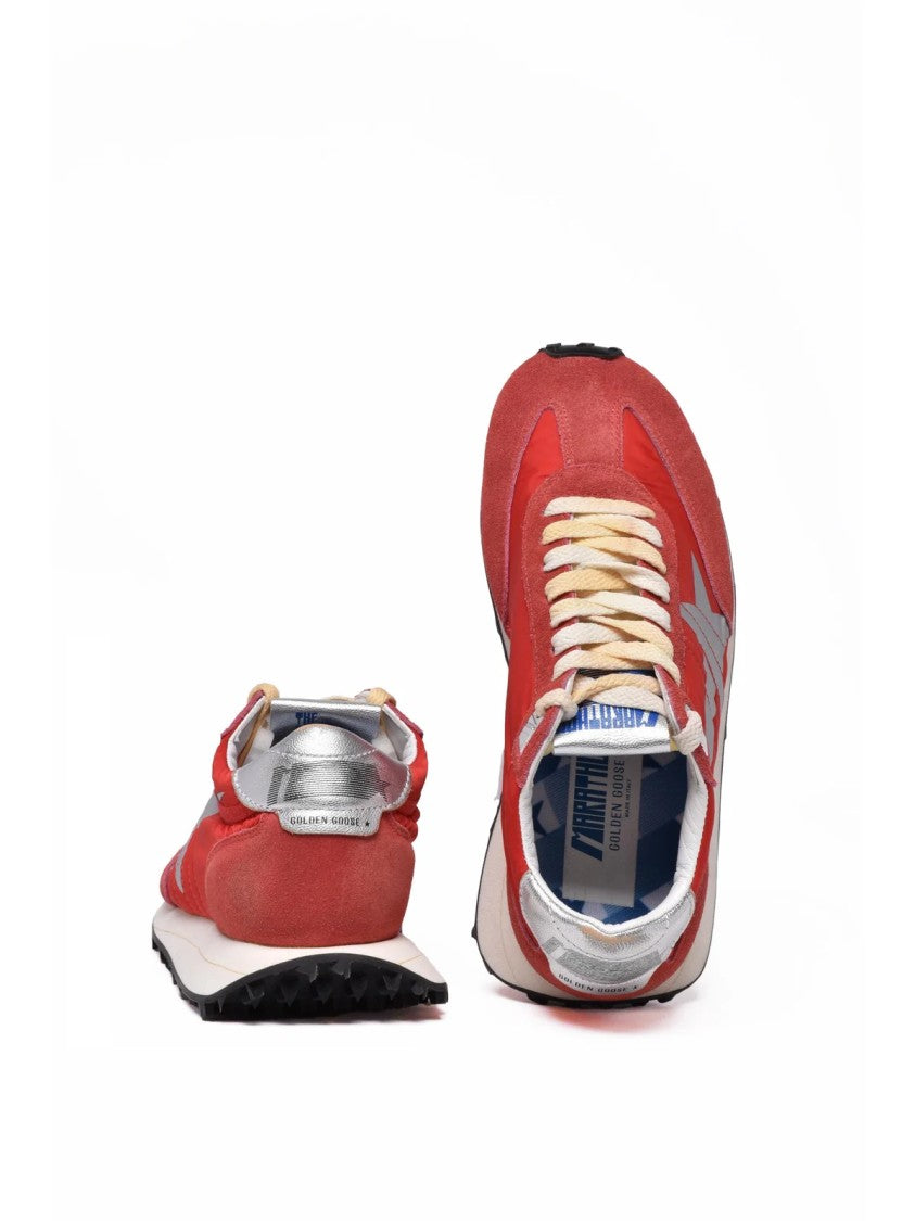 Golden Goose Red Leather-Blend Running Sneakers