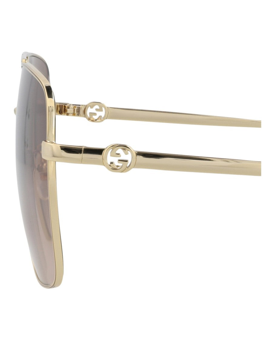 Gucci Aviator-Frame Metal Sunglasses With Gradient Lenses And Signature Logo