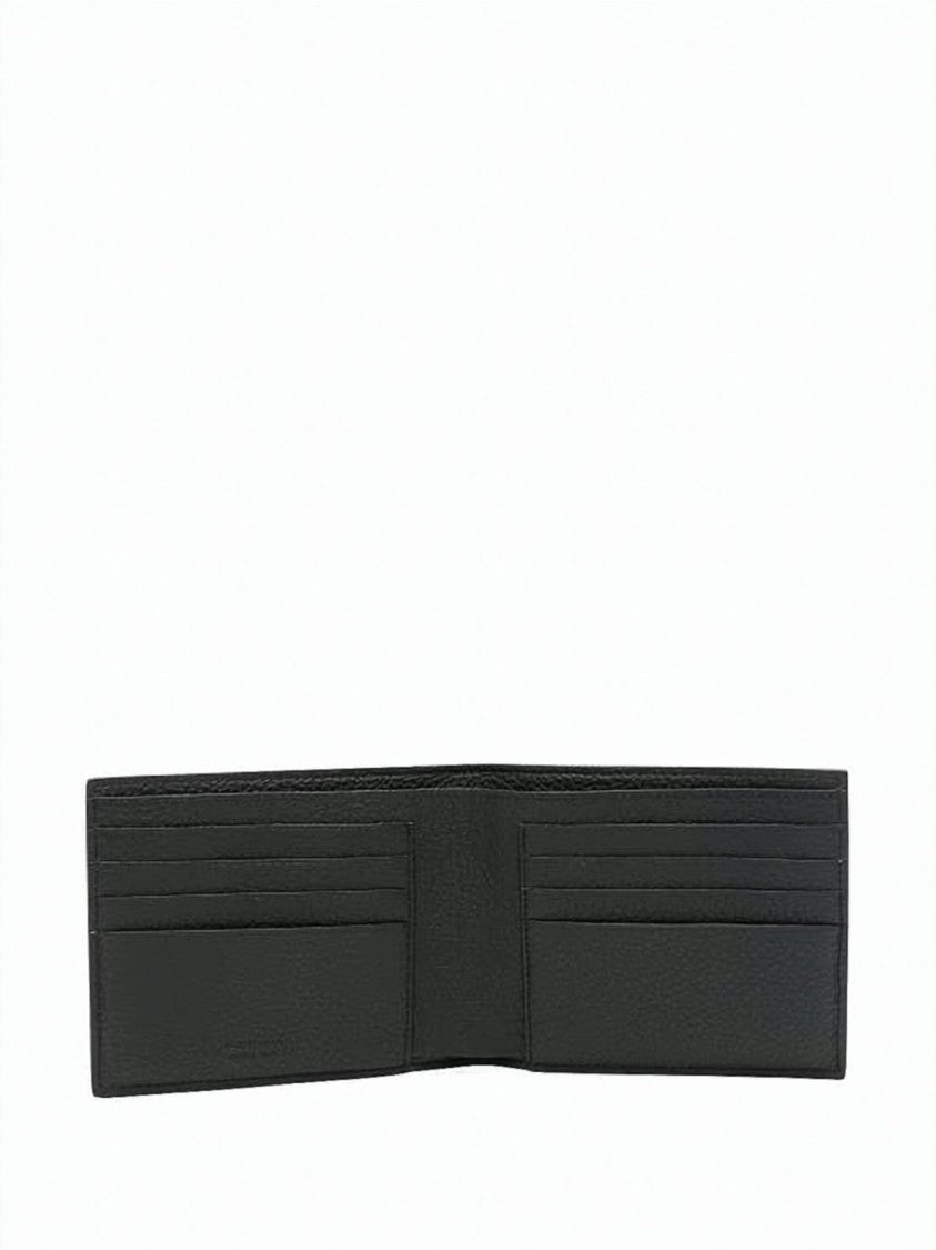 Salvatore Ferragamo Bifold Wallet In Textured Calf Leather And Fabric