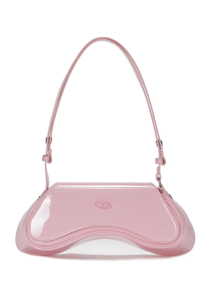 Diesel Pink Play Curved Shape Patent Leather Crossbody Bag