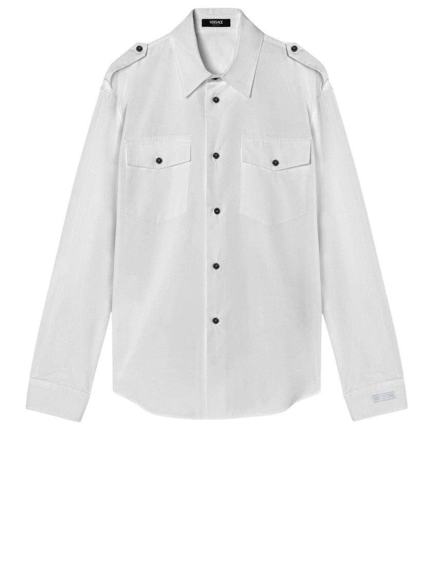 Versace Casual White Cotton Shirt With Buttoned Cuffs